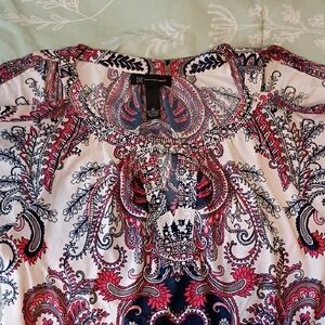 INC International Concepts Red and Blue Paisley Blouse